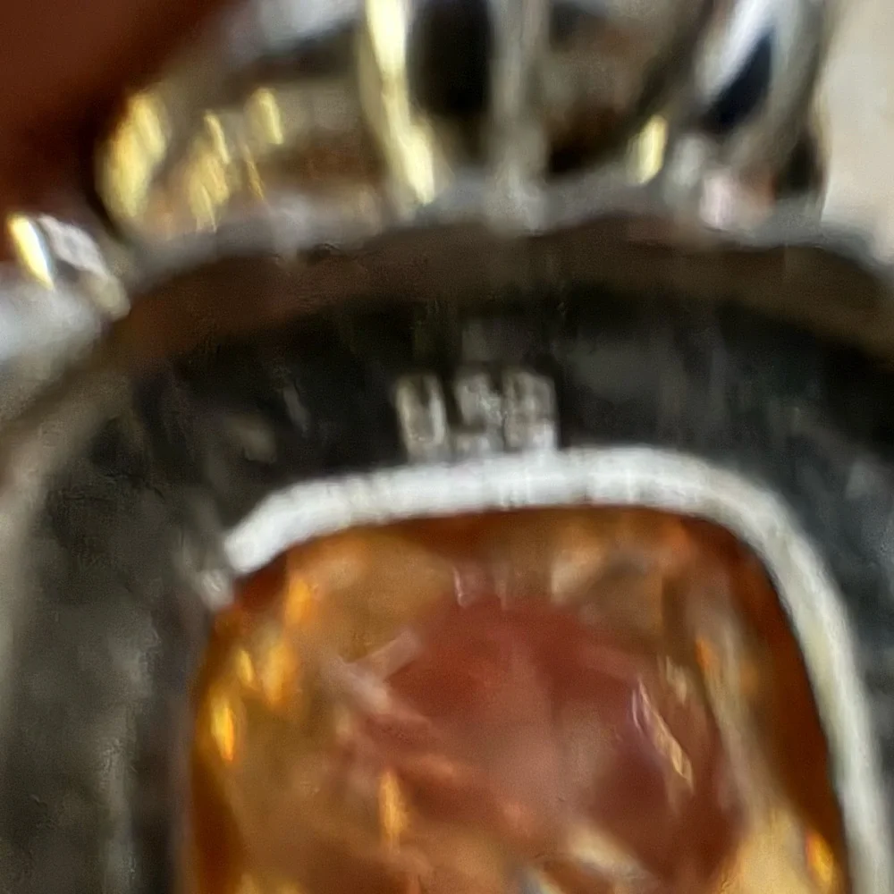 VTG Sterling Silver 925 2 Toned CZ Citrine Chunky Tennis Bracelet 7" Stunning - Picture 12 of 12